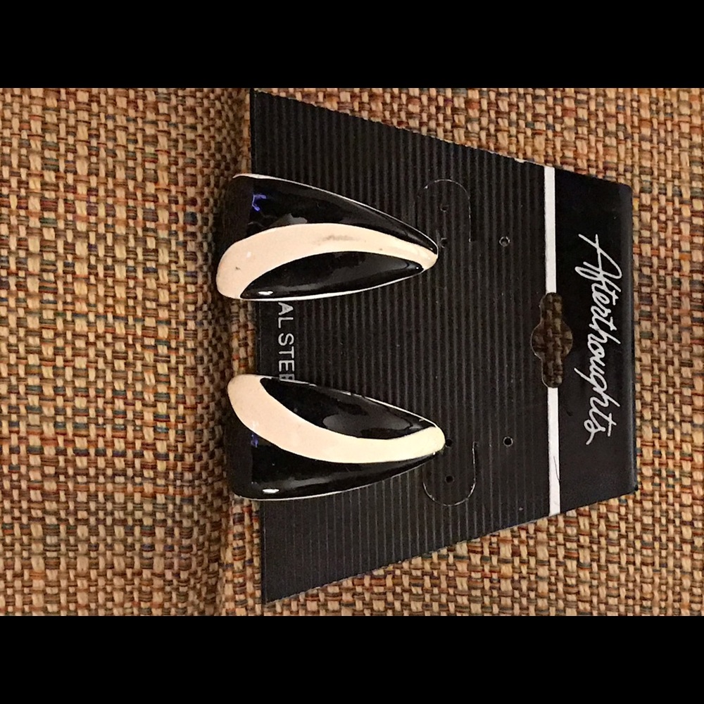New Afterthoughts Black/White Enamel Earrings